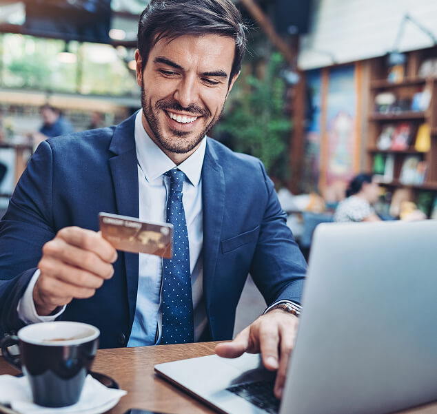 man paying a bill online