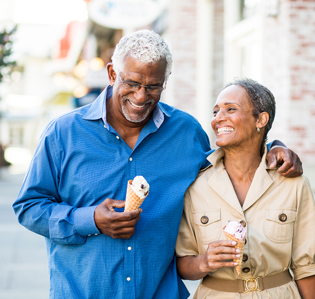 senior couple having ice cream