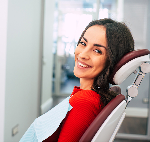 smiling woman at the dentist