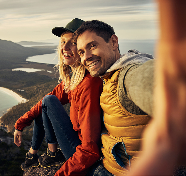 happy couple taking a selfie
